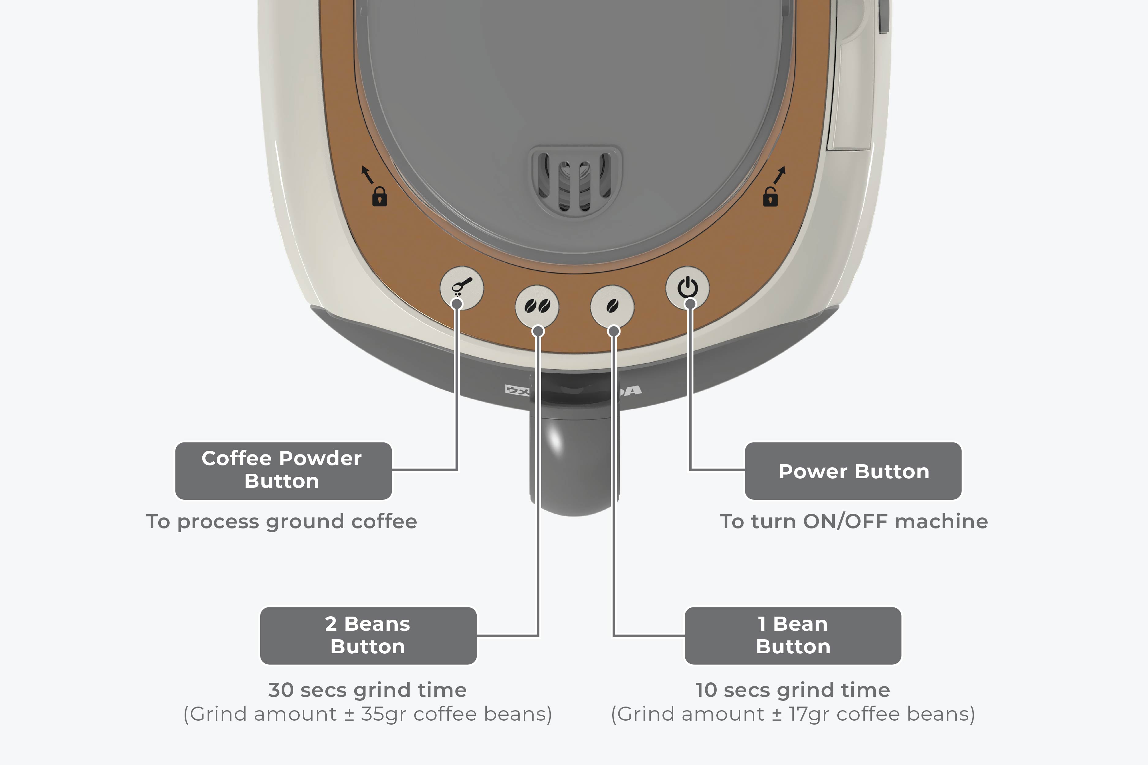 Penggilingan biji kopi dapat diatur sesuai selera.