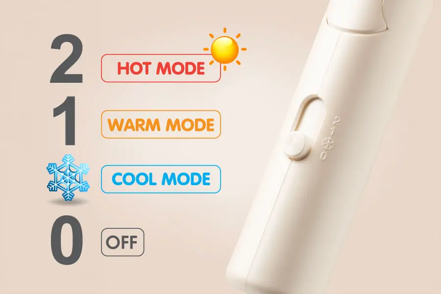 Anda dapat menyesuaikan suhu sesuai dengan jenis rambut dan gaya rambut yang diinginkan.